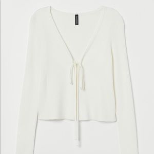 Rib-Knit Cardigan with Ties- H&M